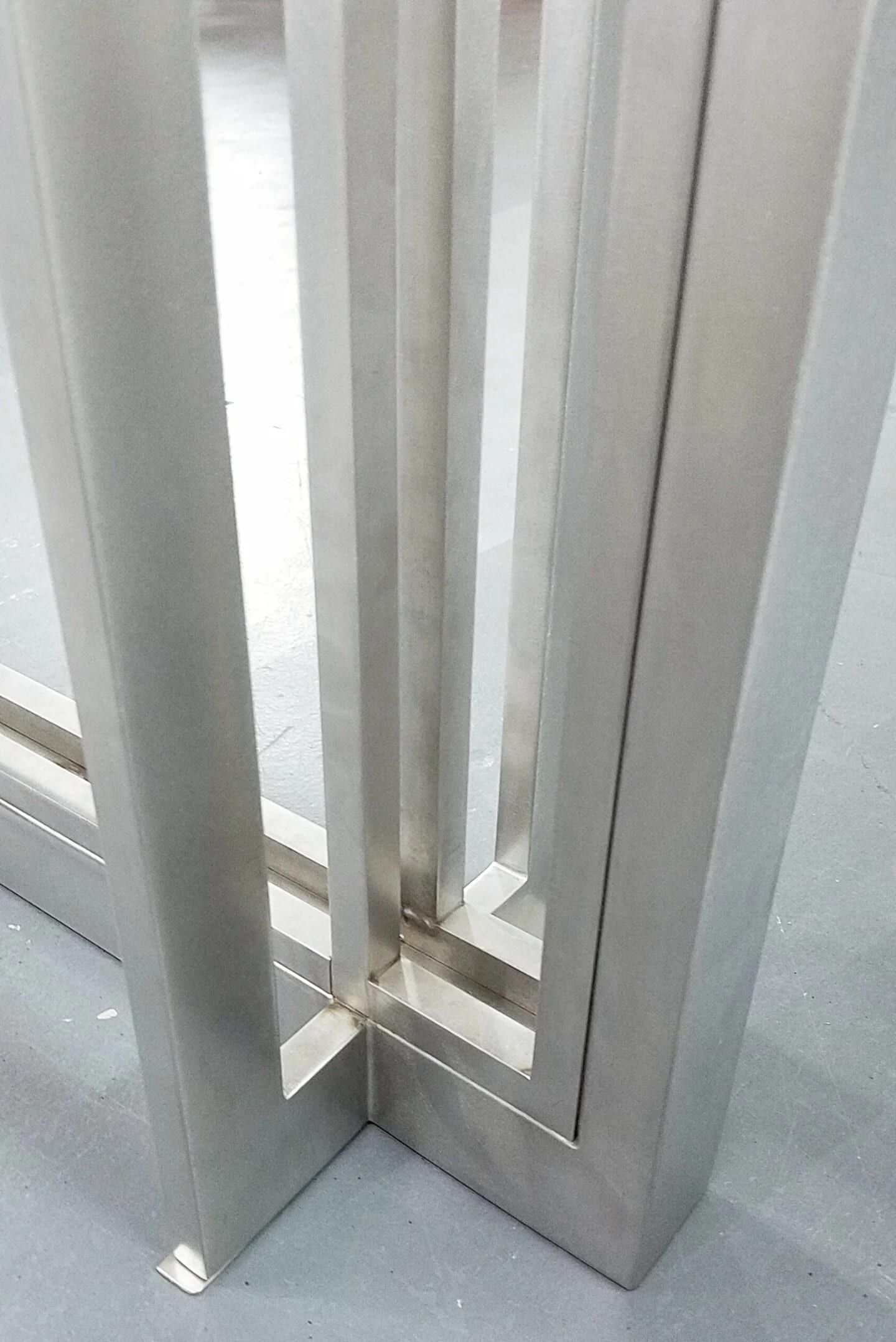 Brushed stainless steel bars, close detail